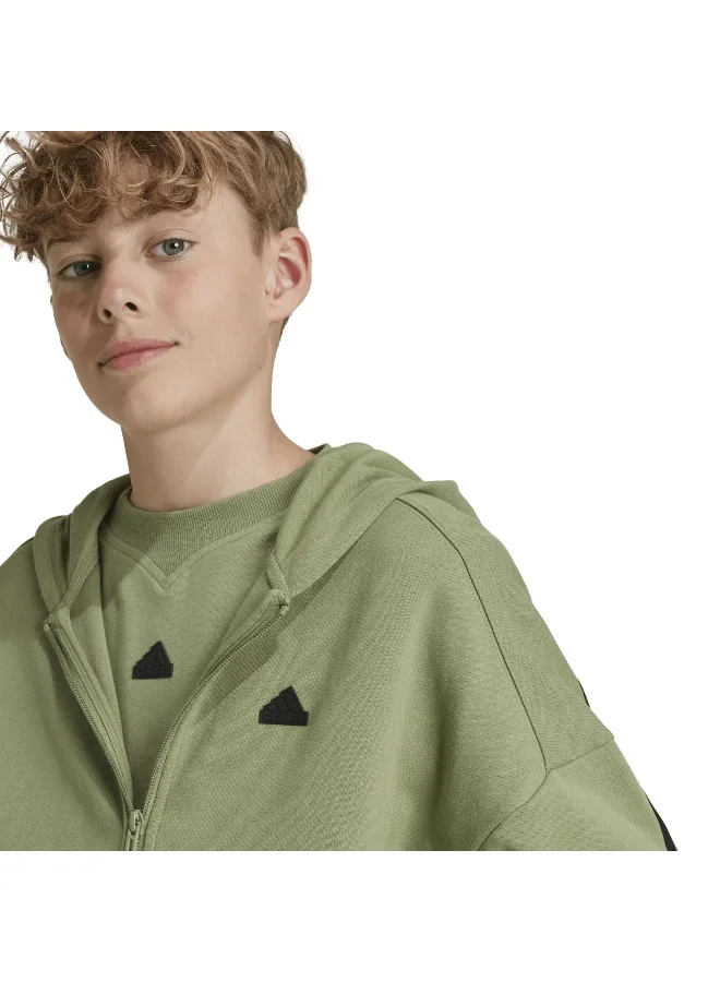 Adidas U Fi 3S Fz Hd Green Training Track Tops 7-8Y