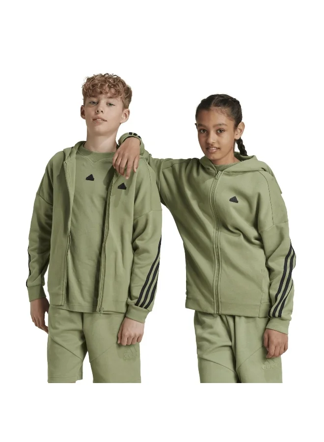 Adidas U Fi 3S Fz Hd Green Training Track Tops 7-8Y