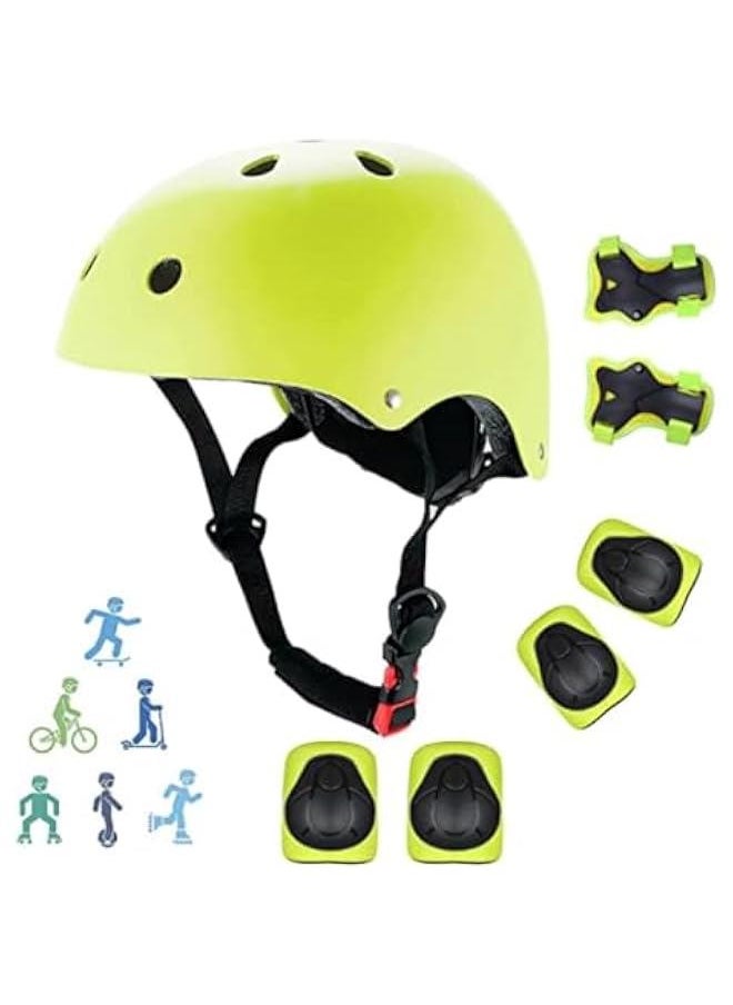 HOOKOR Bike Helmet Set with Knee Pads Elbow Pads Wrist Guards,Adjustable Helmet Protection Gear Set for Toddler Kids&Youth,Bicycle Helmet Roller Skate  - Image 1