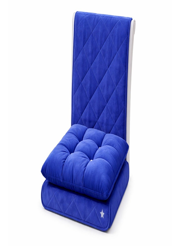 Chair Seat Cushion 45x45 cm Velvet Quilted Padded Chair Pad Soft Comfortable Dining Office Seat Cushion Blue - Image 3