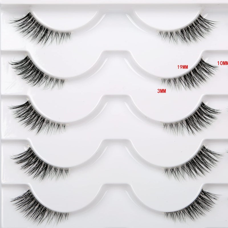 Pooplunch Half False Eyelashes with Clear Band Wispy Cat Eye Look Natural Short Small 3/4 Accent Lashes Faux Mink Fake Eyelash Strips 14 Pairs Pack - Image 3