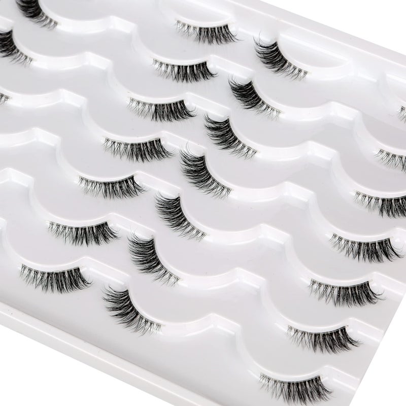 Pooplunch Half False Eyelashes with Clear Band Wispy Cat Eye Look Natural Short Small 3/4 Accent Lashes Faux Mink Fake Eyelash Strips 14 Pairs Pack - Image 2