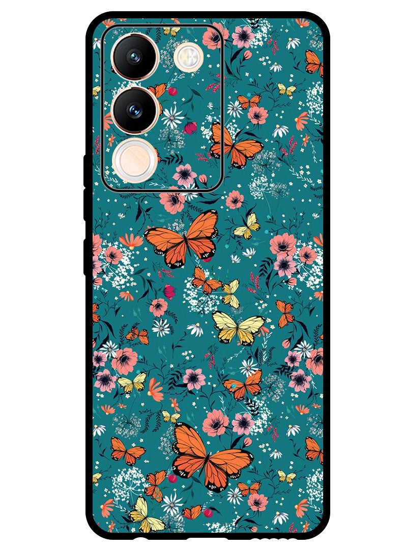 Theodor Protective Case Anti Scratch Shock Proof Bumper Cover For Vivo Y200 Butt Flowers - Image 1