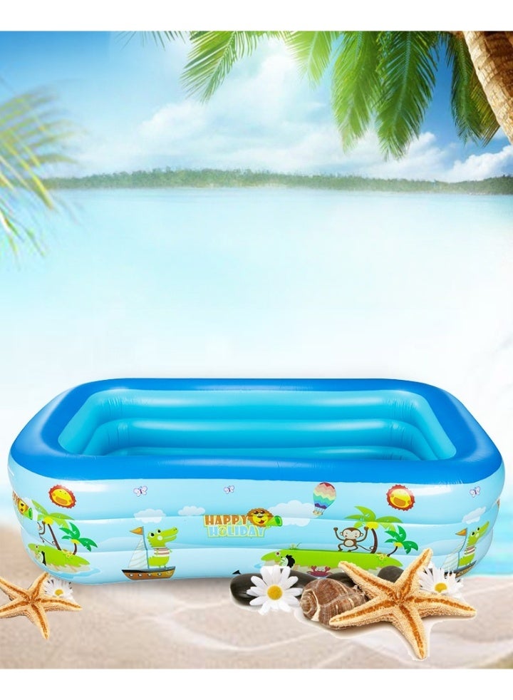 Inflatable Pool with Inflatable Soft Floor, Kiddie Pool Ocean World Kids Swimming Blow Up Pool for Kids, Backyard, Garden, Outdoor, Party, 1.8m  - Image 5