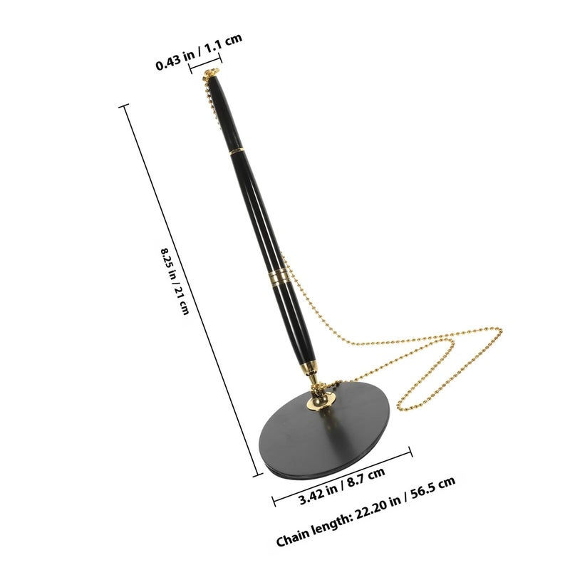 Weighted Base Signature Pen With Chain Gold Accessories Black Desk Writing Pen For Office Bank Table - Image 3