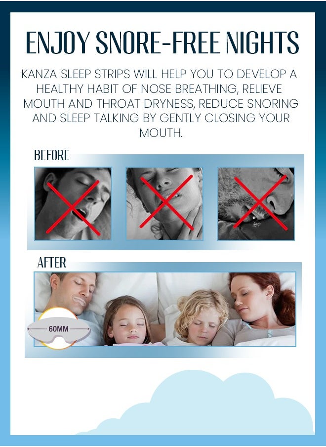 Kanza Sleep Strips Mouth Tape for Sleeping 90Pcs Sleep Mouth Strips for Less Mouth Breathing Advanced Gentle Mouth Strips for Nasal Breathing Improve Sleep Quality and Stop Snoring Solution Strips  - Image 4