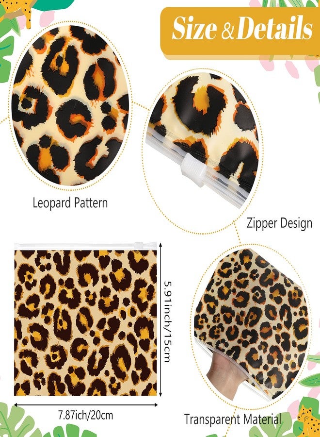 Reginary 50 Pieces Leopard Makeup Bags Waterproof Cosmetic Bag with Zipper Toiletry Pouch for Woman Tavel Wedding Bridal Shower Bachelorette Birthday Party Favor - Image 2