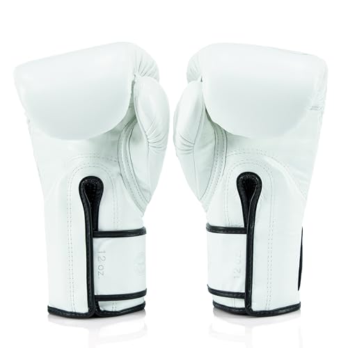 Fairtex Glory Training Gloves Premium Leather MMA Boxing Gloves Handmade in Thailand ShockAbsorbing Foam Padding Ideal for Kickboxing Sparring Competition WhiteGold BGVG3 14 oz - Image 3