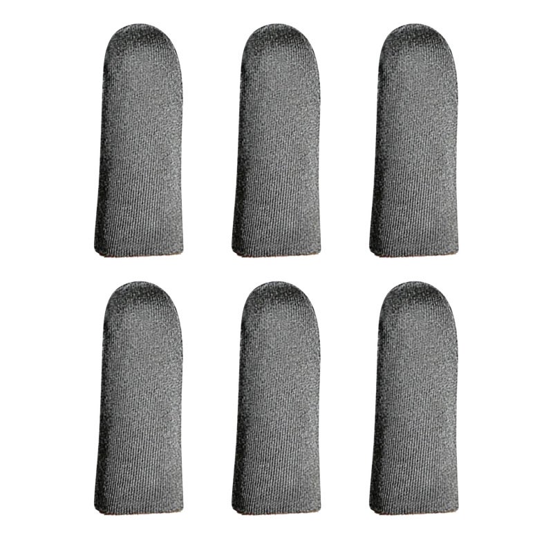 Gaming Finger Sleeve 6pcs Black: 0.30mm Thin Silver Fiber - Densely Woven Sensitive Thumb Sleeve for Mobile Gaming Enthusiasts - Image 1