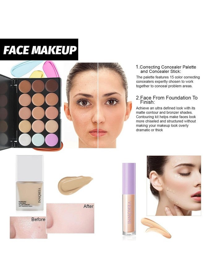 فيروني مكياج الكل في واحد Kiteye Face Lips Makeup لعيد الأم، مجموعات مكياج نسائية متعددة الأغراض للمبتدئين والمحترفين على حد سواء (مجموعة مكياج الكل في واحد) - Image 5
