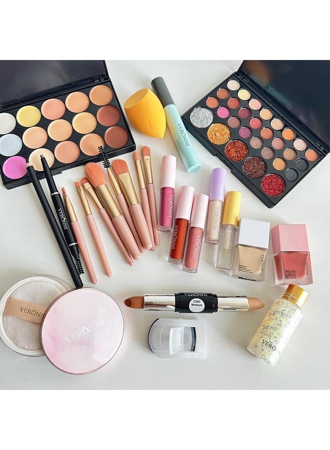 فيروني مكياج الكل في واحد Kiteye Face Lips Makeup لعيد الأم، مجموعات مكياج نسائية متعددة الأغراض للمبتدئين والمحترفين على حد سواء (مجموعة مكياج الكل في واحد) - Image 3
