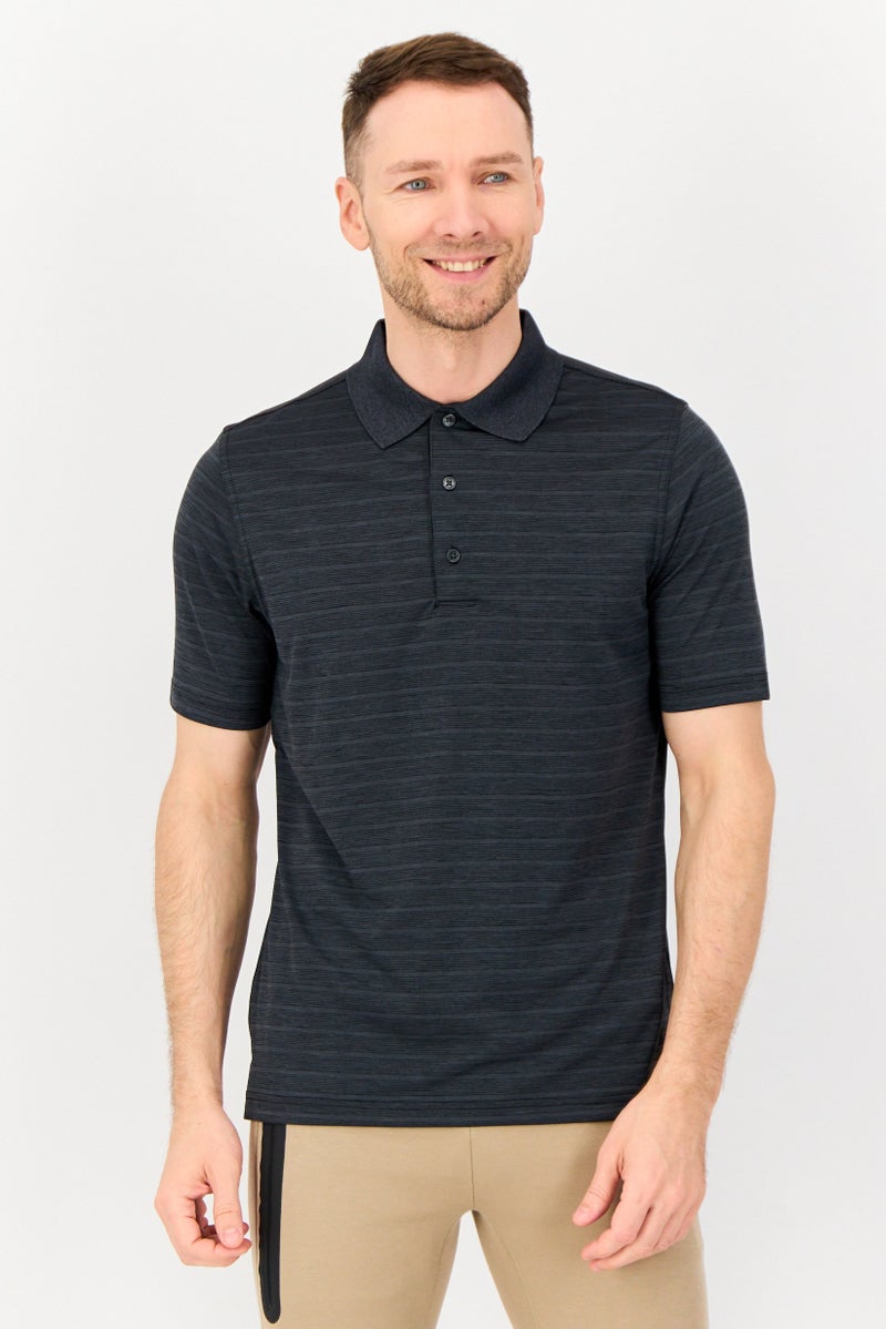 Greg Norman Men Sportswear Fit Embroidered Logo Short Sleeve Outdoor Polo Shirt, Charcoal  - Image 1