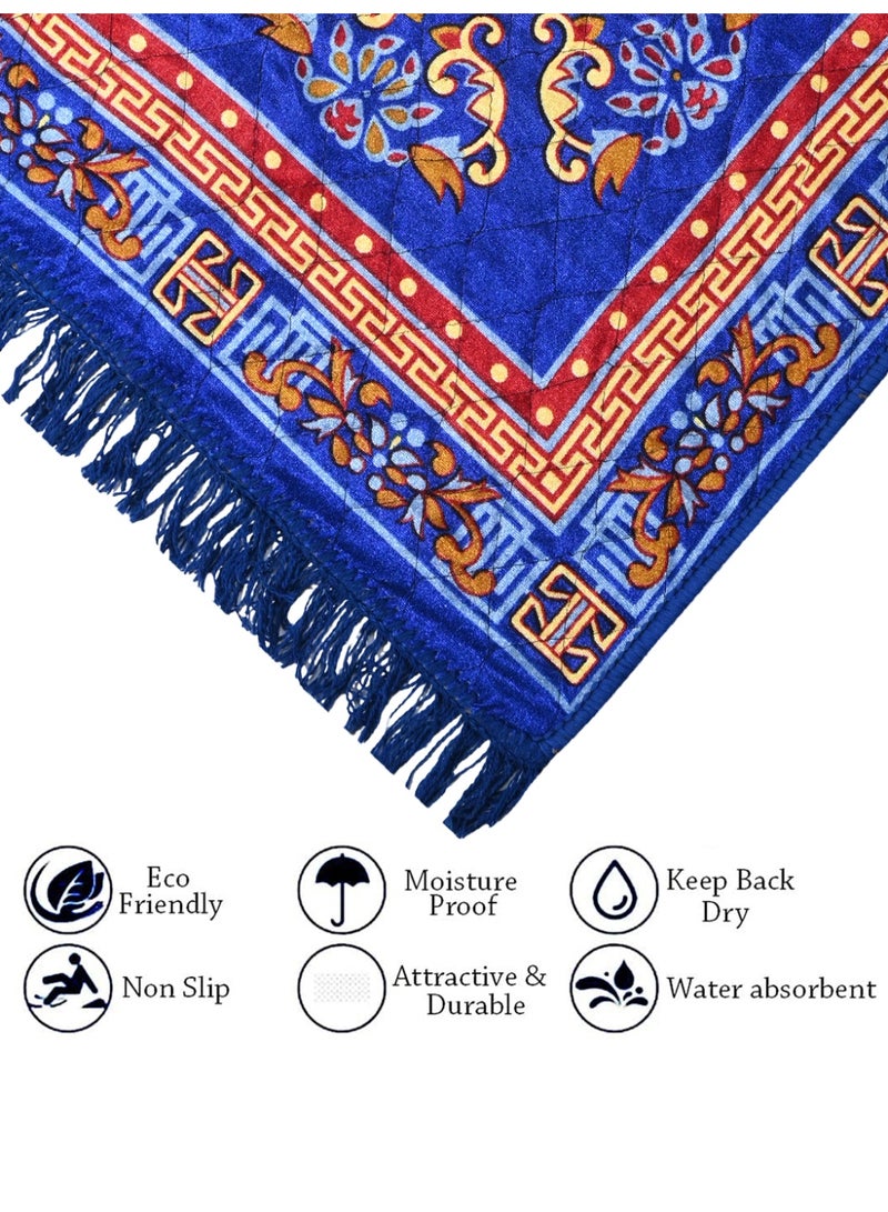 Kuber Industries Velvet Prayer Mat/Aasan/Pooja Mat/Meditation Mat/Multipurpose Velvet Rug Mat 2 Ft X 2 Ft (Royal Blue) CTKTC33925 - Image 5
