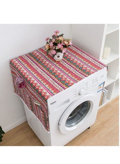 SYOSI Refrigerator Dust-Proof Cover, Cotton Washing Machine Waterproof Cover with Side Storage Bags, Multi Purpose Top Covers, Universal Cover Cloth for Home and Kitchen Red  - Image 2