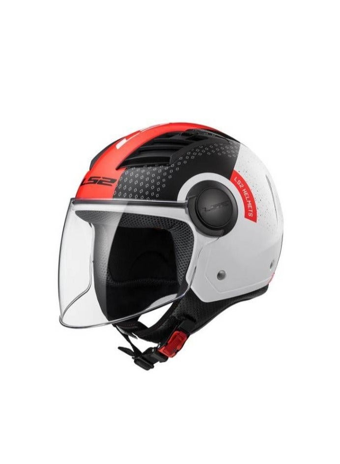 LS2 HELMETS LS2 HELMET OF562 Airflow HALF Face Racing Helmet - Color: White Black Red  - Image 1
