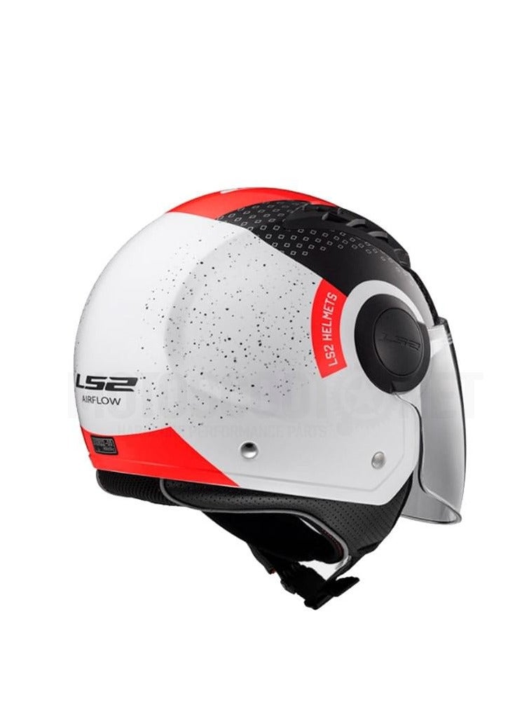 LS2 HELMETS LS2 HELMET OF562 Airflow HALF Face Racing Helmet - Color: White Black Red  - Image 2