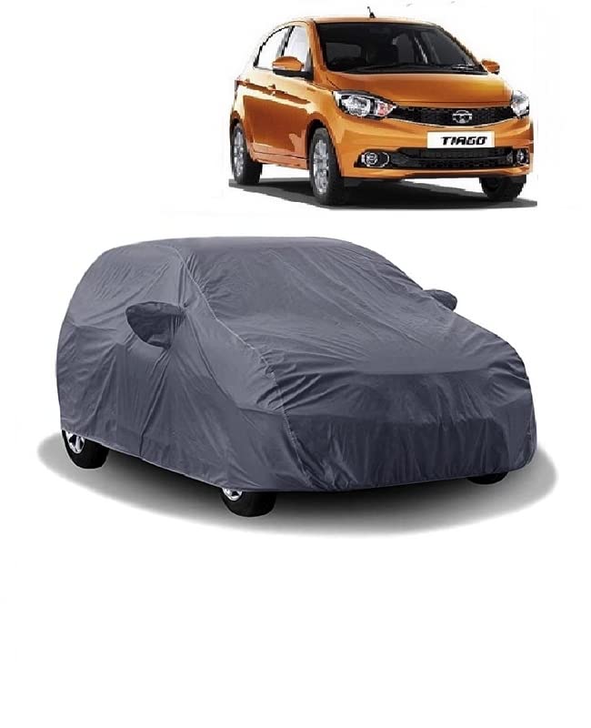 Carigiri Grey Car Body Cover for Tata Tiago(Triple Stitched,Mirror Pockets,UV Resistant,Dustproof)(Models-2015, 2016, 2017, 2018, 2019, 2020, 2021,2022) - Image 1