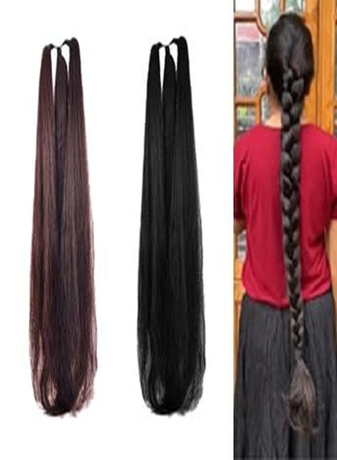 GIRISA Pack Of 2 Black and Brown Hair Choti, 24Inchs Long Length Synthetic Hair Extension, Straight Style - Image 1