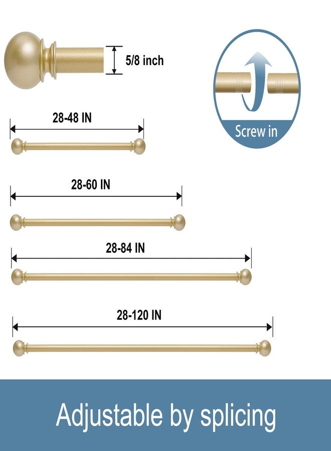 Poskena Gold Curtain Rods for Windows 28 to 48 Inch,5/8 Inch Diameter Adjustable Length Curtain Rod, Stainless Steel Heavy Duty Curtain Rod with Brackets, Modern Simple Style, Easy Installation - Image 5