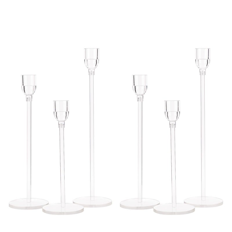 VINCIGANT Acrylic Candle Holders Set of 6Taper Candles Candle Holder Fits 22CM LED Candle for Wedding Living Room Dinning Decorations