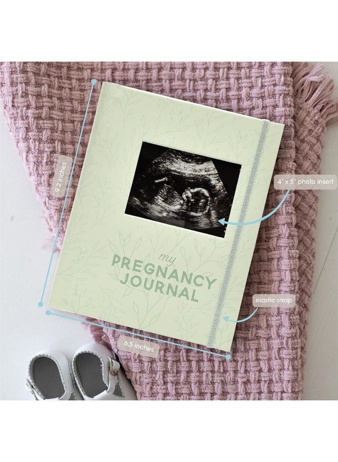 Pearhead My Pregnancy Journal, Keepsake Pregnancy Memory Book with Sonogram Photo Insert, Pregnant Trimester Milestone Tracker Notebook, Expecting Mom Gift, Sage Green Leaf - Image 2