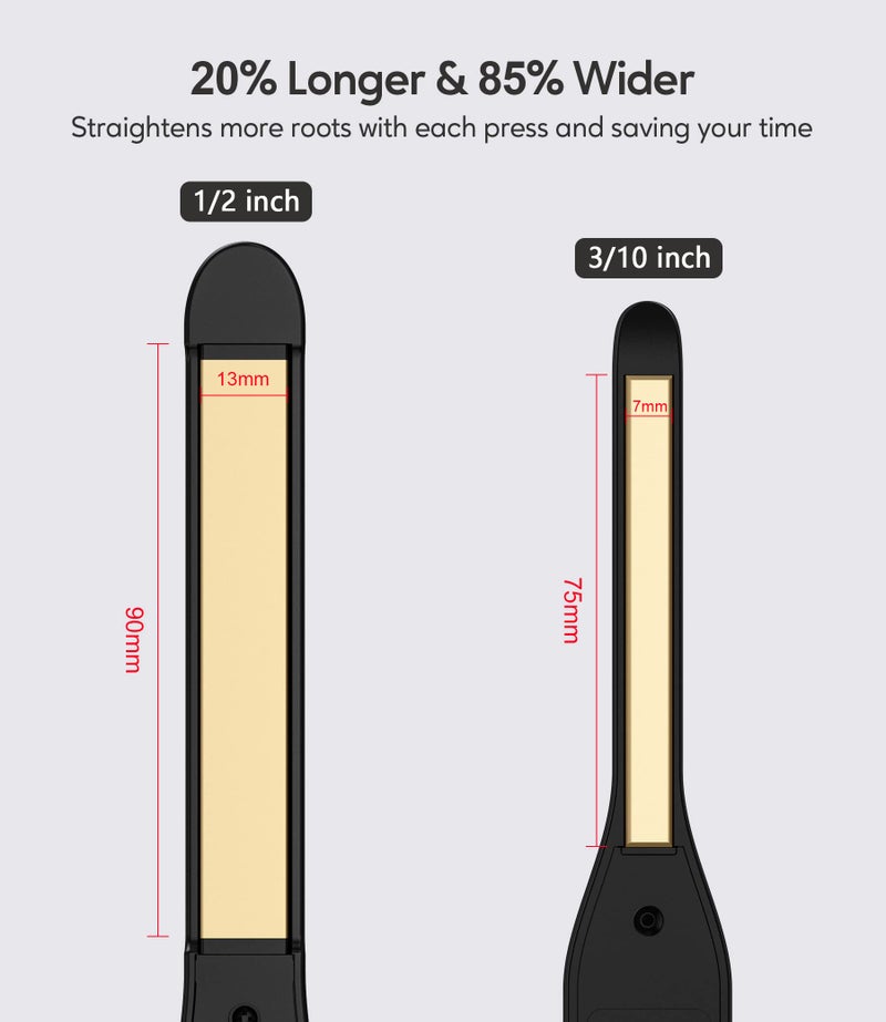 Terviiix 1/2 Inch Flat Iron for Short Hair, Small Hair Straightener and Curler 2-in-1 for Pixie Cuts & Touch-Ups, Rounded Edge Mini Flat Iron for Men and Women, Dual Voltage Travel-Friendly - Image 3
