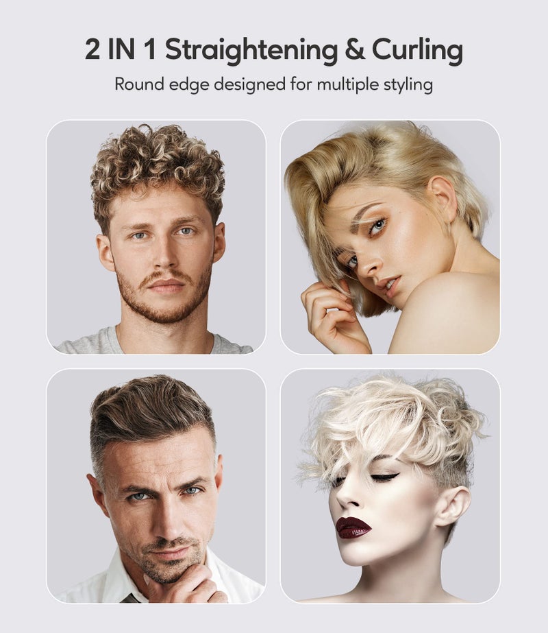 Terviiix 1/2 Inch Flat Iron for Short Hair, Small Hair Straightener and Curler 2-in-1 for Pixie Cuts & Touch-Ups, Rounded Edge Mini Flat Iron for Men and Women, Dual Voltage Travel-Friendly - Image 2