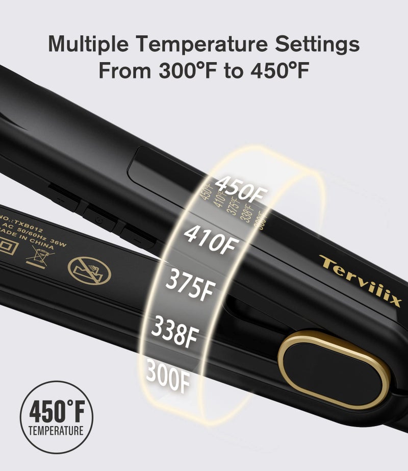 Terviiix 1/2 Inch Flat Iron for Short Hair, Small Hair Straightener and Curler 2-in-1 for Pixie Cuts & Touch-Ups, Rounded Edge Mini Flat Iron for Men and Women, Dual Voltage Travel-Friendly - Image 5