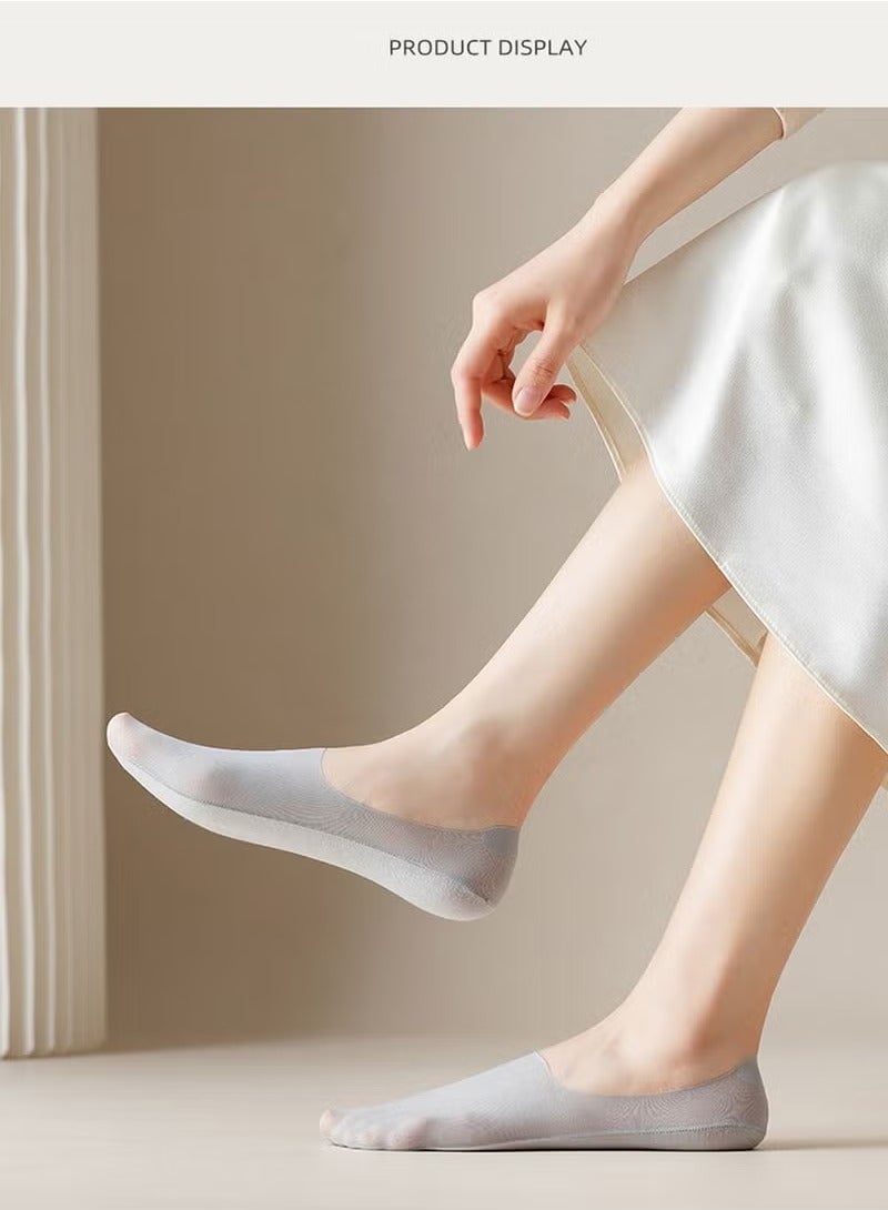 Joychic 4 Pairs women Invisible socks thin socks Ice silk skin tone cotton nylon low cut liner non slip hidden Invisible for flats boat sneaker womens no show  - Image 3