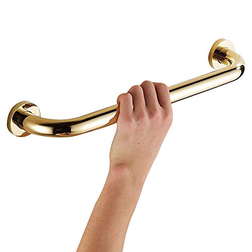 Leyden Brass Shower Grab Bar，Gold Support Bar Bathroom Hand Safety Handrail for Elderly Wall Senior Rail Handle for Tub, Toilet 12 Inch - Image 1