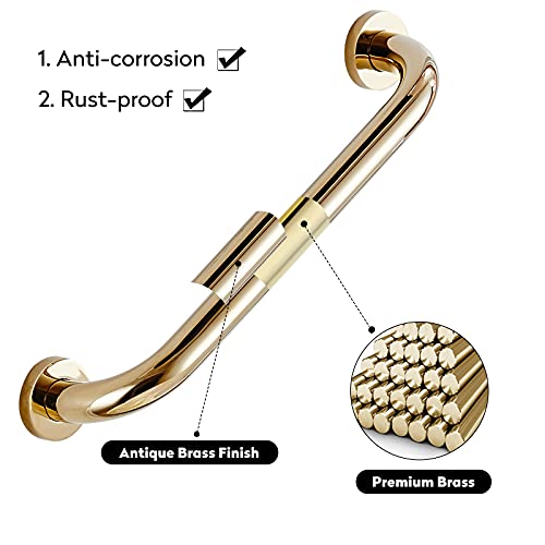 Leyden Brass Shower Grab Bar，Gold Support Bar Bathroom Hand Safety Handrail for Elderly Wall Senior Rail Handle for Tub, Toilet 12 Inch - Image 3