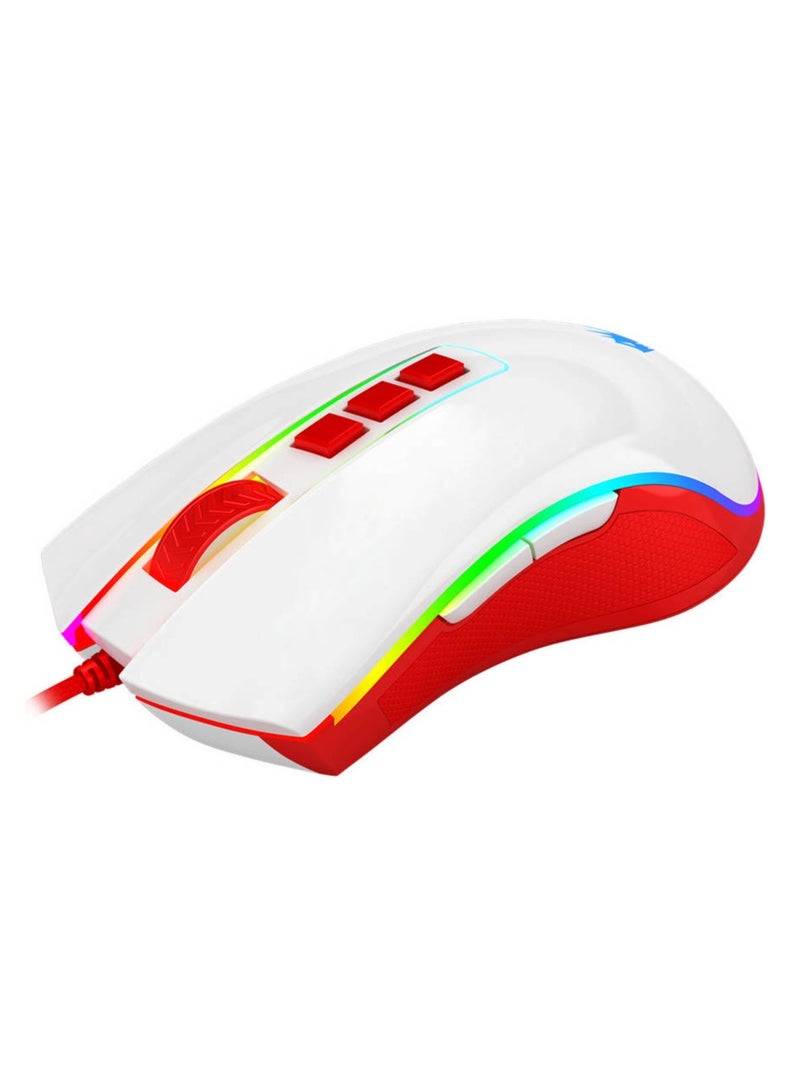 REDRAGON Wired Gaming Mouse Cobra Cherry M711C , Pixart PWM3327 Sensor, up to 12400 DPI, 8 Programmable Buttons, USB 2.0 Connectivity, 1.8m Cable Length, White/Red | M711C - Image 2