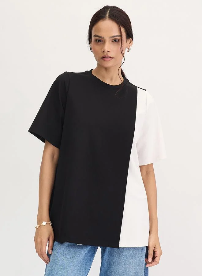 Femmella Femmella Black Color Block Oversized Top