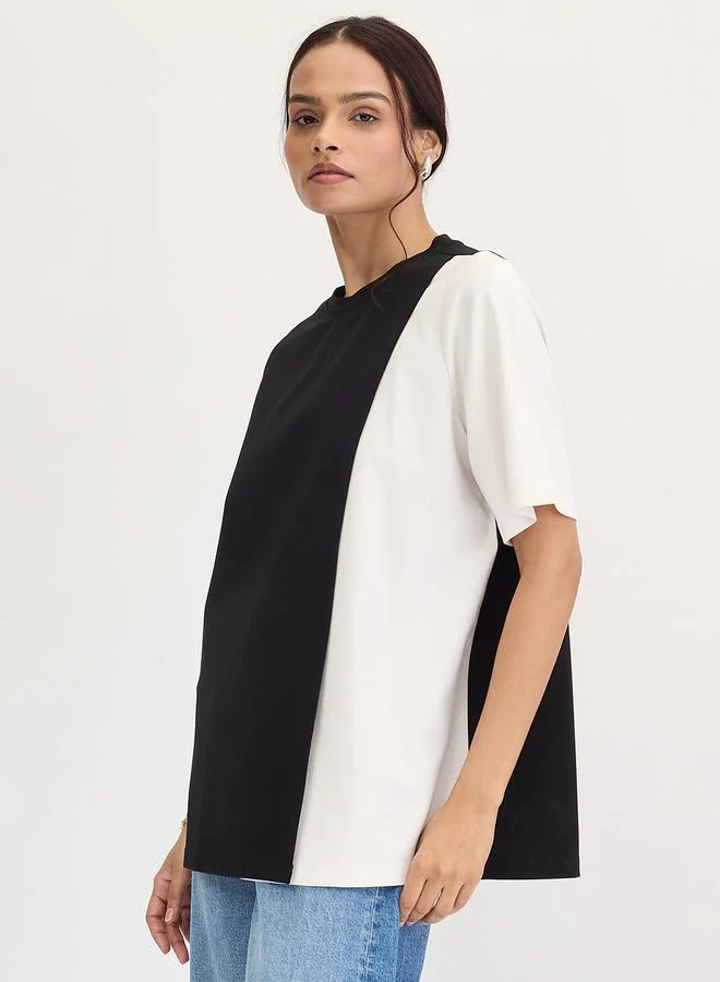 Femmella Femmella Black Color Block Oversized Top