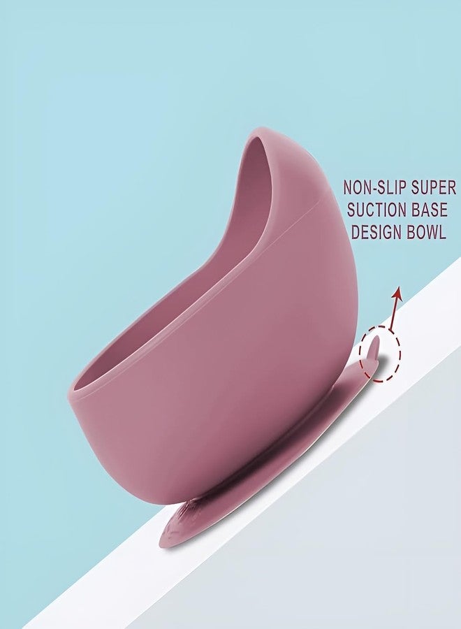 cetlo Kids Feeding Bowl and Spoon Set | Silicone Suction Base Bowl with Wooden Spoon | First Stage Self Feeding Training Set for Kids, Toddlers & Kids (Pink) - Image 4