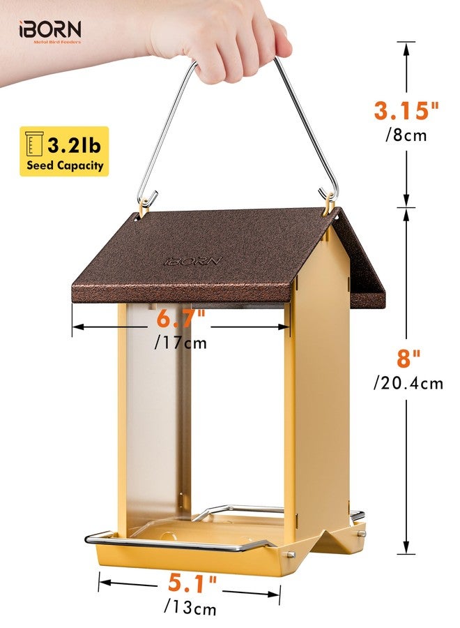 iBorn Squirrel Proof Bird Feeders for Outdoors Hanging,Cardinal Birdfeeder with Weatherproof Roof & 8 Drain Holes,Bird House Feeder,All Detachable Easy Clean & Refill,Chew-Proof PC,1.5 LB,Coffee Roof - Image 2