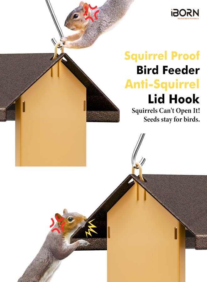 iBorn Squirrel Proof Bird Feeders for Outdoors Hanging,Cardinal Birdfeeder with Weatherproof Roof & 8 Drain Holes,Bird House Feeder,All Detachable Easy Clean & Refill,Chew-Proof PC,1.5 LB,Coffee Roof - Image 4