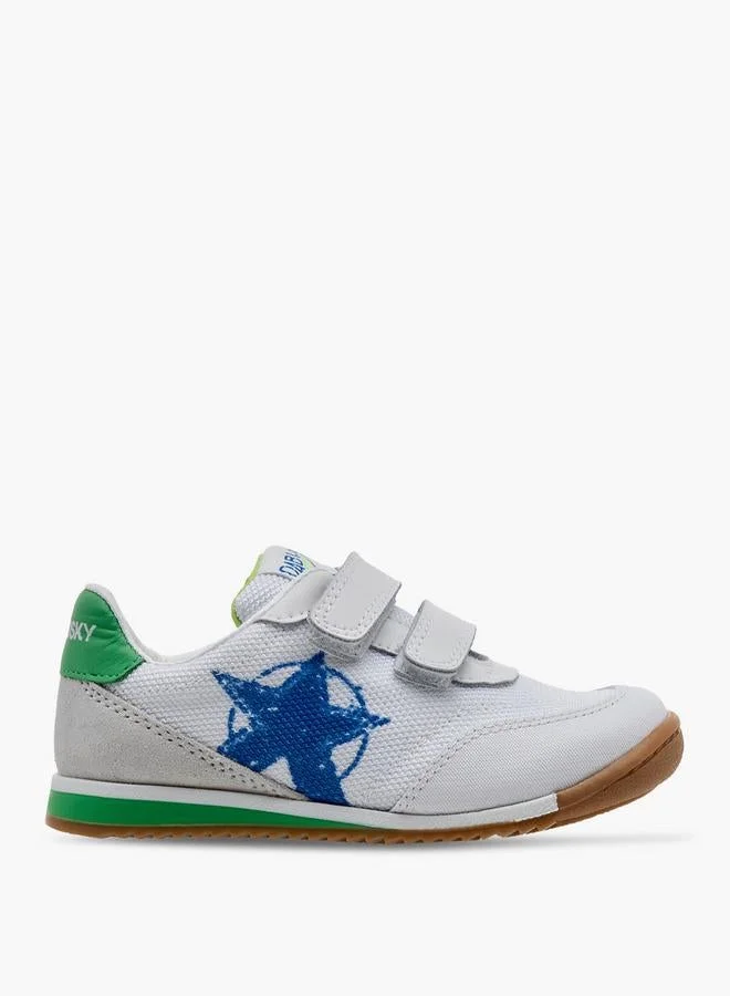 بابلوسكي Kids' Star Print School Sneakers With Hook And Loop Closure