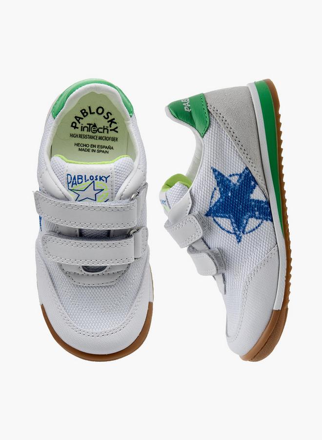 Pablosky Boys' Star Print Sneakers with Hook and Loop Closure School Shoes - Image 3