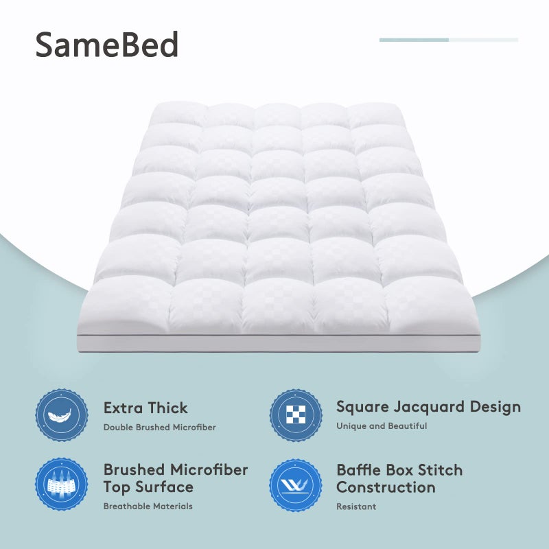 SameBed Mattress Topper Twin,Extra Thick Mattress Pad Cover for Back Pain,Cooling Mattress Protector with 8-21 Inch Deep Pocket,Overfilled Down Alternative Filling,White - Image 2