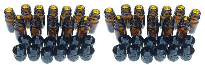 mEssentials 24 Pack of 10ml Amber Glass Bottles with Euro Dropper Caps - Great for Essential Oils, Perfumes and DIY Aromatherapy - Easy to Fill, Clean and Reuse - Protective and Durable - Image 1