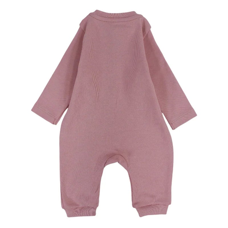 Pompelo Baby Girls Cotton Footless Onesie – Dusty Pink with "Live, Laugh, Love" Design - Image 2