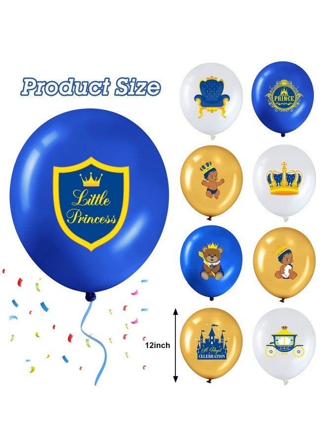 Aoriher 45 Pcs Royal Prince Balloons Blue and Gold Castle Crown Latex Balloon 12 Inches Prince Birthday Party Decor Royal Blue Gold White for Baby Shower and Boys Birthday Theme Party Decoration - Image 2