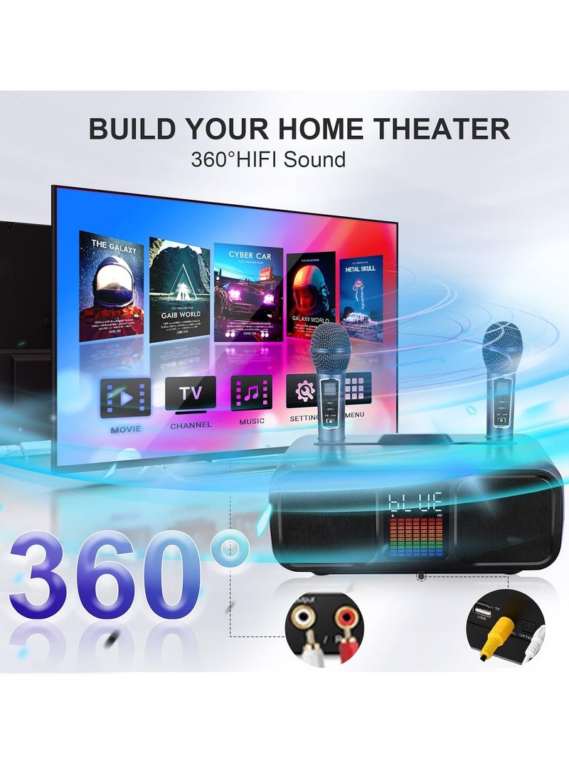 سمارت بيري Karaoke Machine Party Speaker with 2 Wireless Microphones, Bluetooth, Touch Screen, LED Lights  Phone Stand – Blue - Image 5