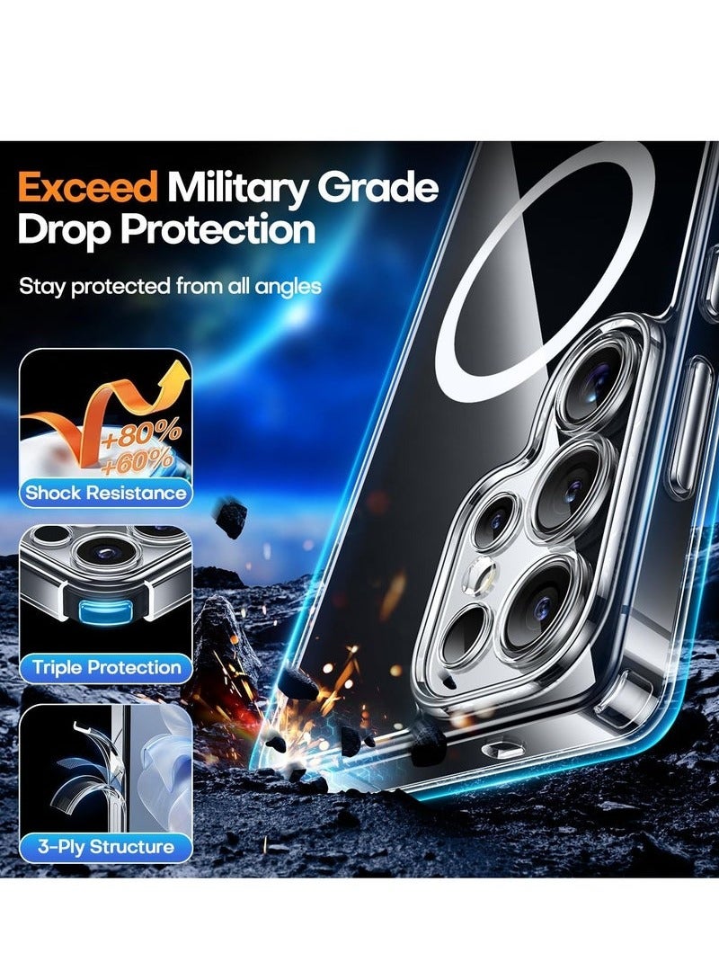 JAJEEK Samsung Galaxy S25 Ultra Clear Case Cover, Support Wireless Charging, Slim Thin Magnetic Cover, Shockproof Anti-Scratch Protective Phone Cover for Samsung Galaxy S25 Ultra 6.9-inch - Image 4