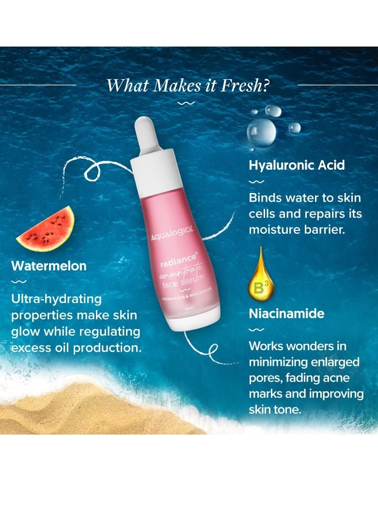 Aqualogica Aqualogica Concentrate Face Serum with Watermelon Radiant Look For Glowing Oily and Dry Skin 30ml  - Image 2