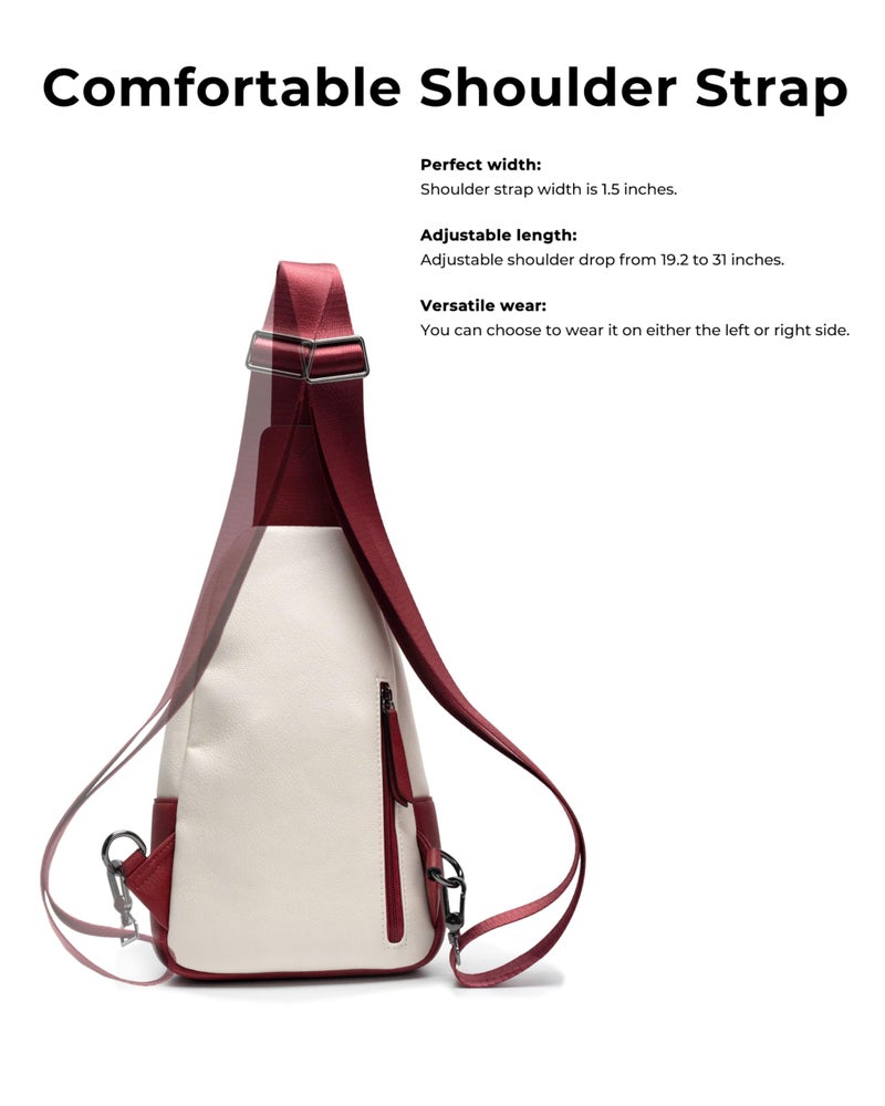 Alldaily Large Sling Bag for Women Crossbody Purse Leather Fashionable Trendy Chest Bag for Travel, Fanny Pack (Red&White) - Image 4