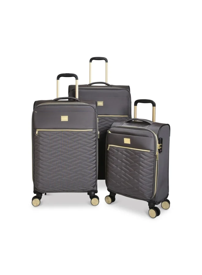 MAGELLAN Soft Shell Fabric Trolley 3-Piece Luggage Set M24001/3P Suitcase Set 18 24 28 Inch with TSA Lock 4 Double Spinner Wheels Travel Bag