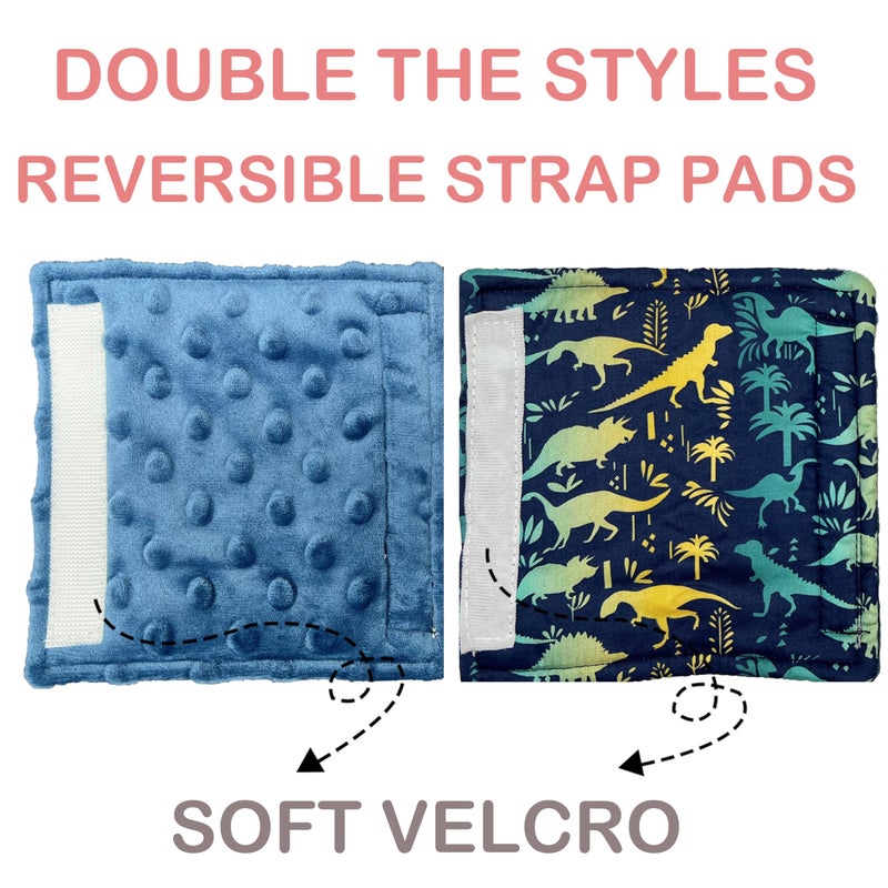 Culclendy Baby Car Seat Neck Cover, Car Seat Strap Cover, Seat Belt Cushions Pads, Shoulder Strap Protectors, Reversible Pram Harness Covers in Minky Dinosaur, Baby Neck Pad Protector - Image 2