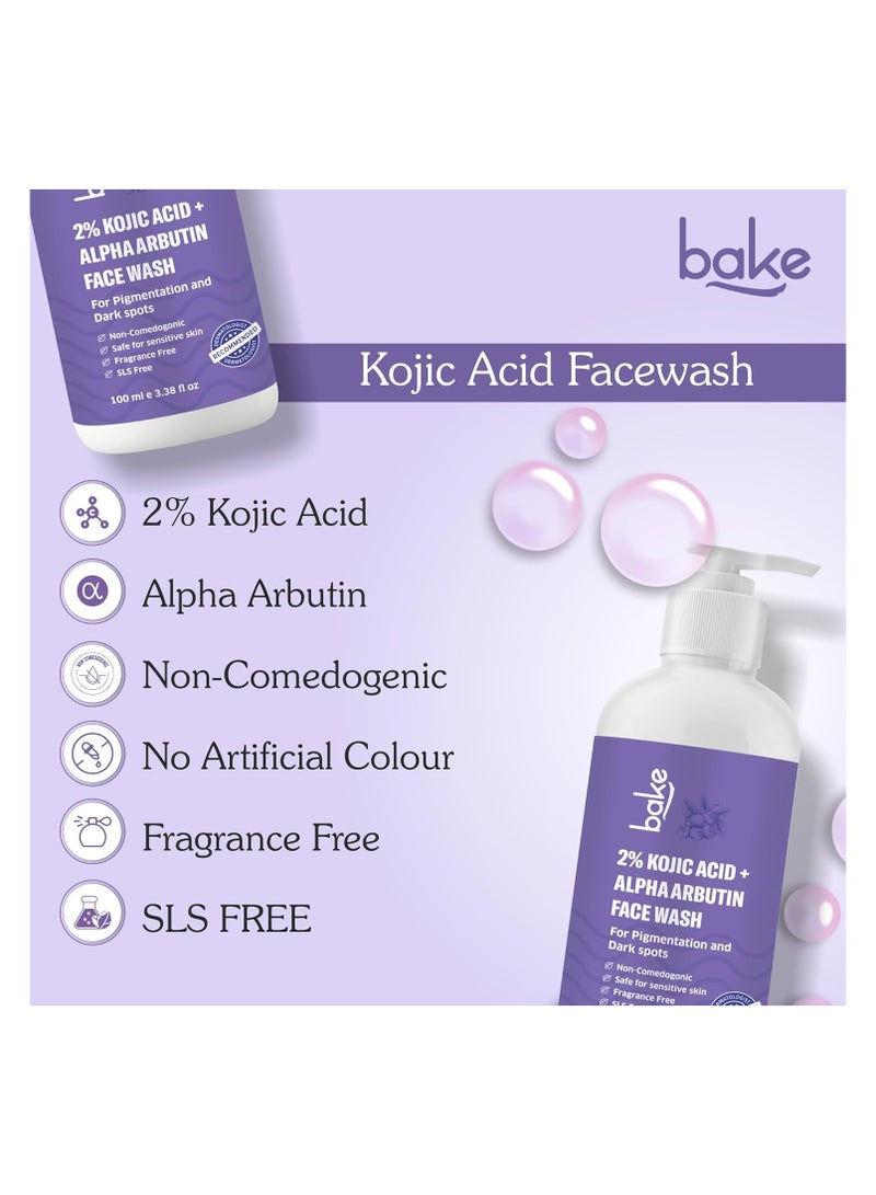 BAKE 2% Kojic Acid Brightening Face Wash with Alpha Arbutin & Niacinamide | De-Tan Face Wash | For Pigmentation, Dark Spots & Tan Removal | Anti Pigmentation Daily Wash - 100ml - Image 2